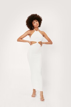 Nasty Gal Womens Ribbed Cut Out Halter Maxi Dress