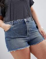 Thumbnail for your product : ASOS Curve DESIGN Curve denim short with raw hem in vintage blue
