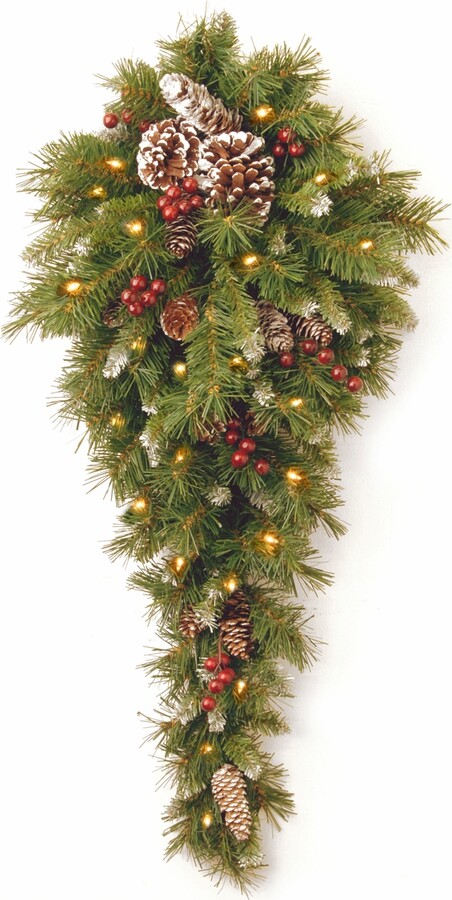 National Tree Company 36" Frosted Berry Teardrop with Battery Operated Warm White Led Lights