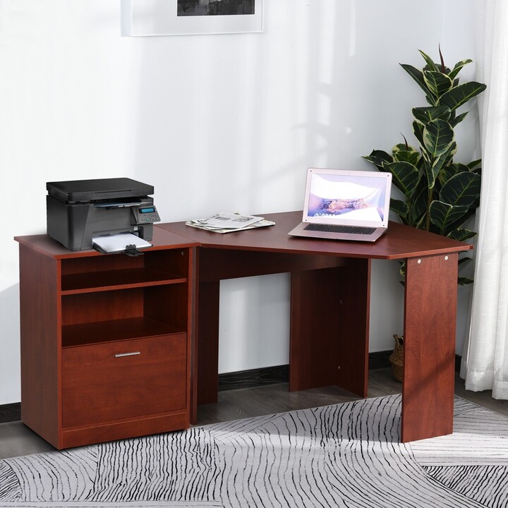 2 Piece Corner Computer Desk with Printer Stand Storage