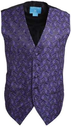 EGC1B08C-L Dark Violet Patterned Elegant Style Waistcoat Woven Microfiber Dress Boyfriend Vest By Epoint