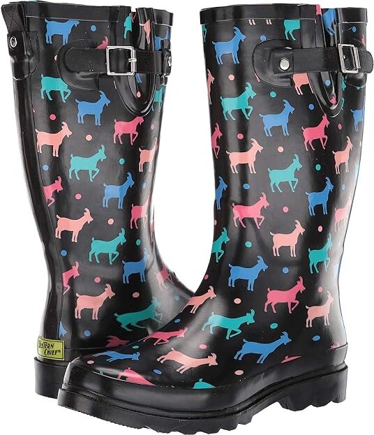 Western Chief Printed Tall Rain Boot Women's Rain Boots Dotty Goat : 6 M, Rubber