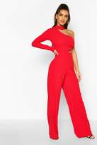 Thumbnail for your product : boohoo One Shoulder Wide Leg Cut Side Jumpsuit
