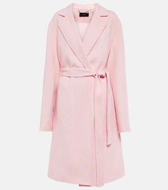 pink wool belted coat
