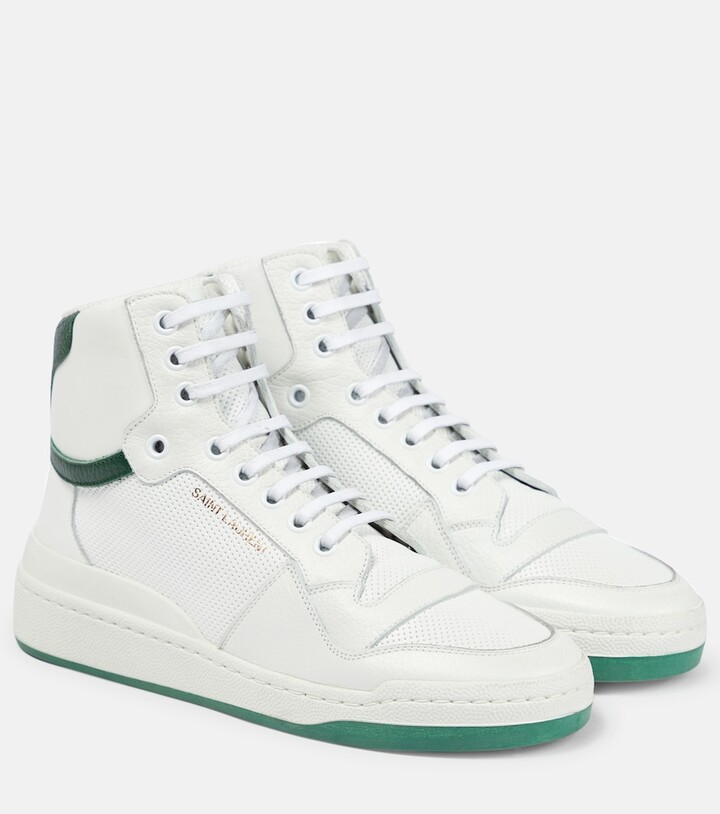 Saint Laurent SL24 leather high-top sneakers - ShopStyle