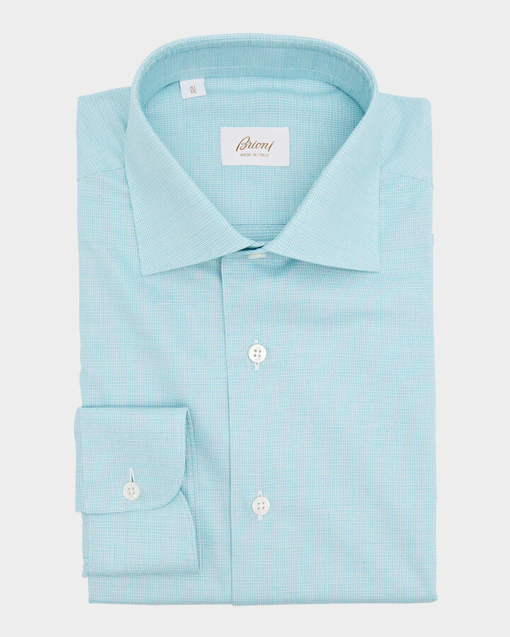 Brioni Men's Cotton Textured Dress Shirt