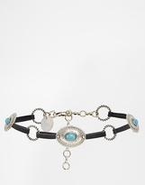 Thumbnail for your product : Black & Brown Black and Brown Leather and Turquoise Concho Chain Belt