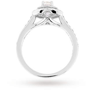 Jenny Packham Cushion Cut 1.20 Carat Total Weight Double Halo Diamond Ring in 18 Carat White Gold