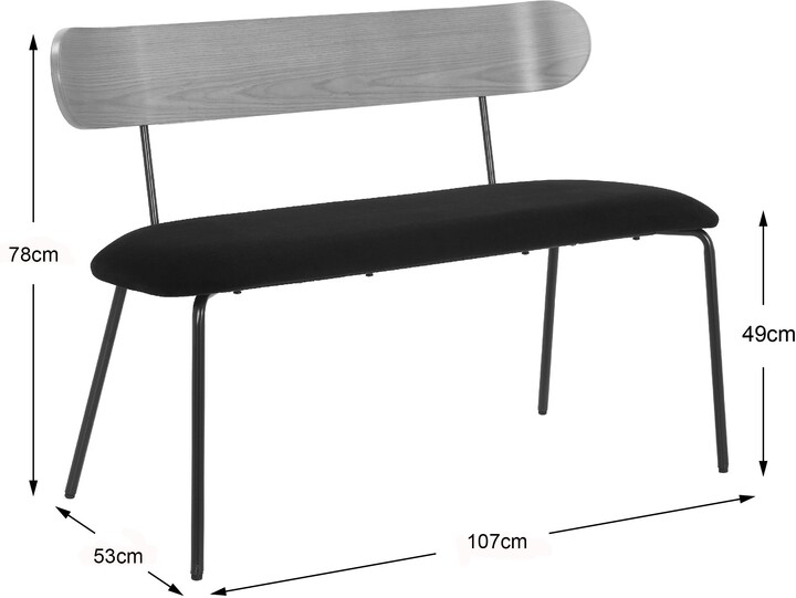 Dunelm Stannis Dining Bench, Velvet Black ShopStyle