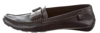 Christian Dior Leather Square-Toe Loafers
