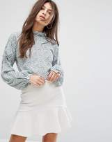 Thumbnail for your product : Fashion Union High Neck Smock Top With Ribbon Tie Gathers