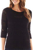 Thumbnail for your product : JCPenney St. John's Bay St. Johns Bay 3/4-Sleeve Pointelle Sweater