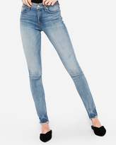 Thumbnail for your product : Express Mid Rise Raw Hem Super Skinny Jeans