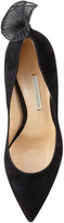 Thumbnail for your product : Nicholas Kirkwood Frill-Back Suede Pump, Black/Gold