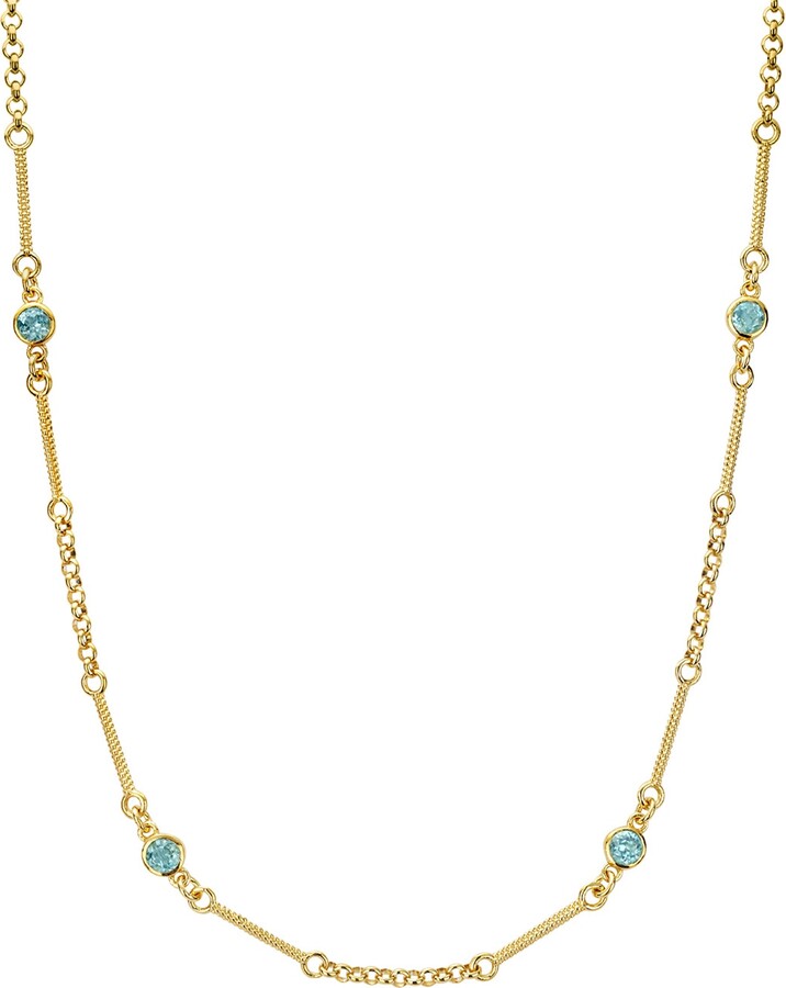 Zoe & Morgan Blue / Gold Azalea Necklace Gold Blue Apatite