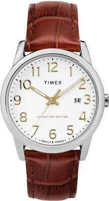 Timex Men's TW2R65000 Easy Reader Signature 38mm Leather Strap Watch