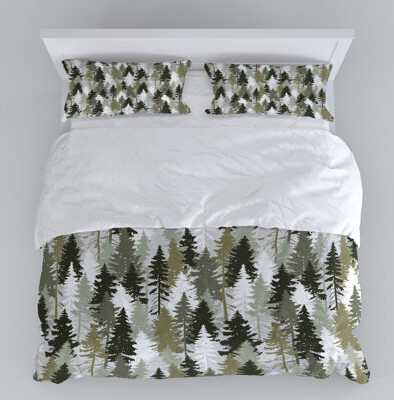 Folk N Funky Tisbury Green/Brown Microfiber Duvet Cover Set