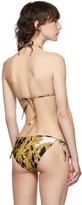 Thumbnail for your product : Versace Underwear Underwear Black and Tan Barocco Animalier Triangle Bikini Top