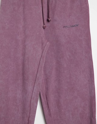 Collusion Unisex oversized joggers in purple acid wash co