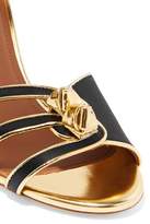 Thumbnail for your product : Malone Souliers Eunice Metallic Leather-trimmed Satin Sandals