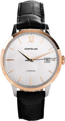 Montblanc 111624 meisterstück heritage stainless and leather watch
