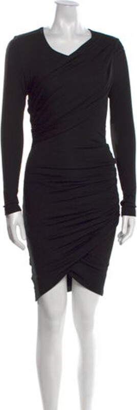 Torn by Ronny Kobo Sheath Dress Black Long Sleeve with Cowl Neck Exposed Zip Closure at Back Designer