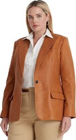 Thumbnail for your product : Lauren Ralph Lauren Plus Size Double-Breasted Twill Blazer (Birch Tan) Women's Clothing