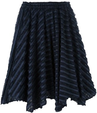 Julien David striped frayed skirt