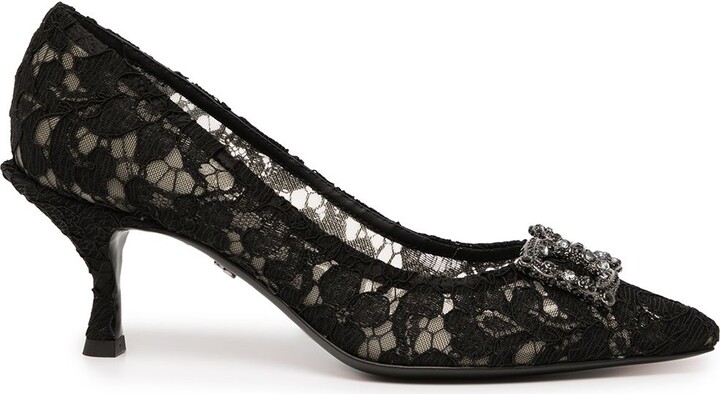 black lace pumps