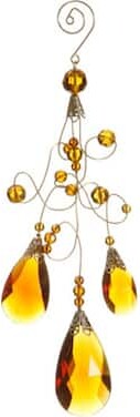 Allstate Amber And Gold Beaded Teardrop Ornament By in Orange