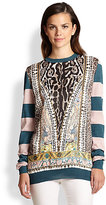 Thumbnail for your product : Just Cavalli Mixed-Print Striped Wool Sweater
