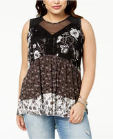 Thumbnail for your product : Eyeshadow Trendy Plus Size Mixed-Print Crochet Top