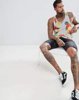 Thumbnail for your product : Hype Muscle Singlet In Floral Stripe Exclusive To Asos