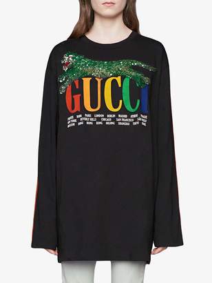 Gucci Cities T shirt with tiger