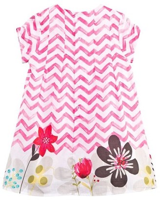 Catimini Zig Zag and Floral Dress with Pink Knickers