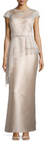 Thumbnail for your product : Rickie Freeman For Teri Jon Tulle and Gazar Peplum Gown, Champagne