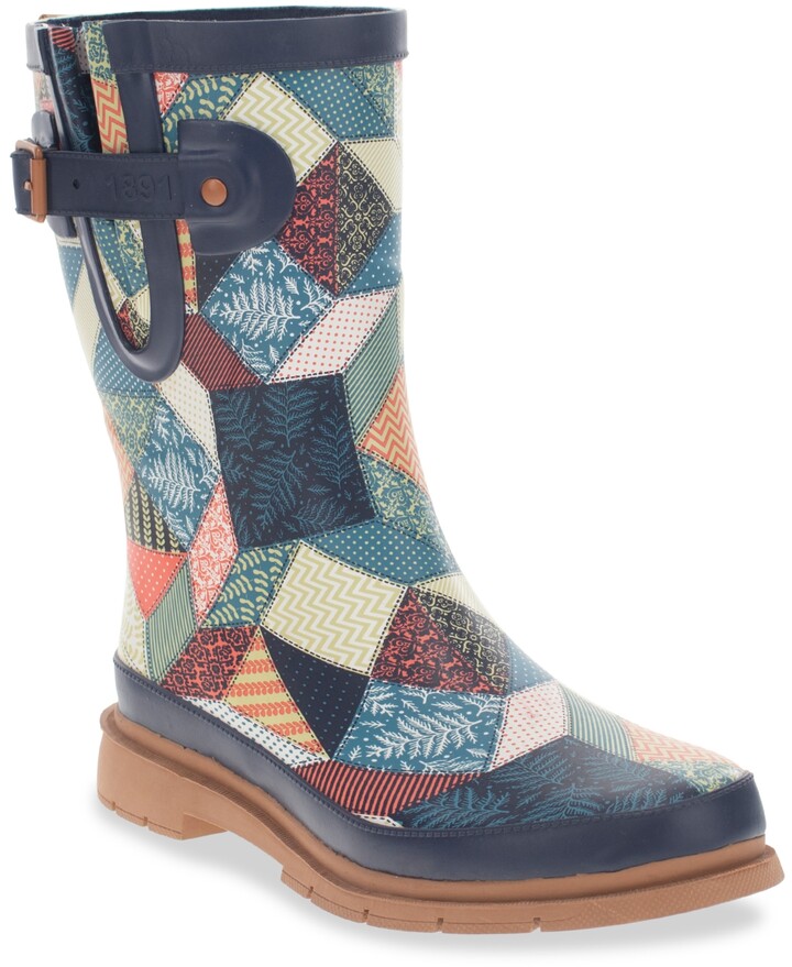 IINFINE Women Fashion Cute Boots Mid-Calf Boots Ankle Rain Boots Waterproof Shoes