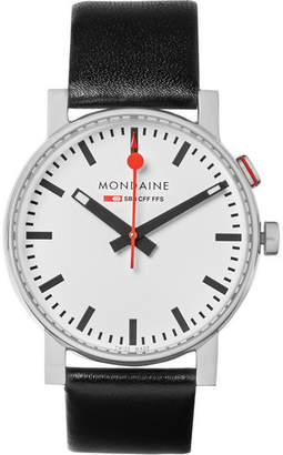 Mondaine Evo Alarm Stainless Steel And Leather Watch