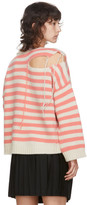 Thumbnail for your product : Charles Jeffrey Loverboy Pink and Off-White Striped Slash Sweater