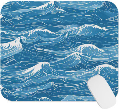 Breakwater Bay Beach and Coastal Blue Sea Waves XVII Nautical Gaming Cute Office Laptop Desk Pad Gift Mat Square Rectangle Non-Slip Mousepad
