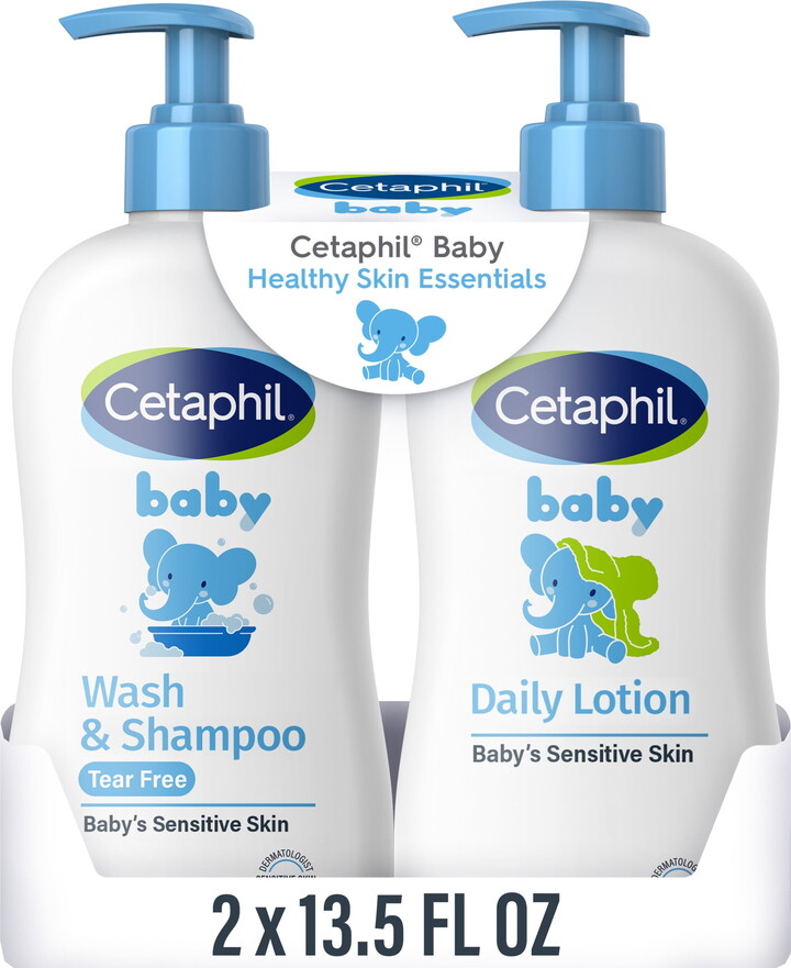 Cetaphil Baby Healthy Skin Essentials Set, Includes Baby Wash & Shampoo and Daily Body Lotion, 2 Items