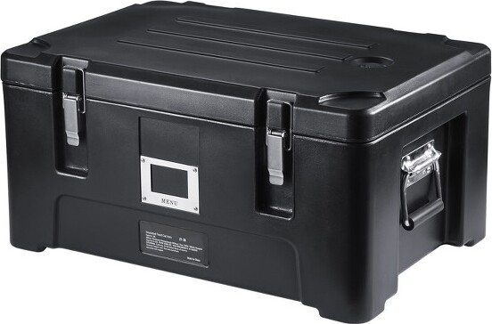 VEVORInsulatedFoodPanCarrier36QtCapacityStackableCateringHotBoxwith3StainlessSteelPansTopLoadLLDPEFoodWarmerBlack