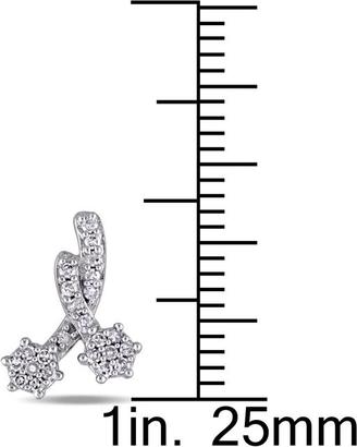 Laura Ashley 10K White Gold Floral Cluster Stud Earrings with Diamond Accents