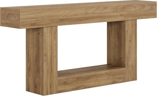 Lantine63-InchConsoleTableFarmhouse2-TierEntrywayTablewithU-ShapedBaseforLivingRoomHallwayFoyerLightBrown