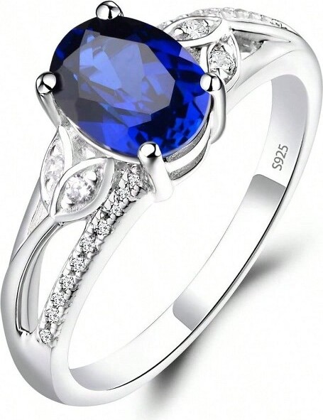 AI'MAGE SterlingSilverLeafRingforWomen8x6mmGemstoneOvalEngagementRingSize9SilverStandard