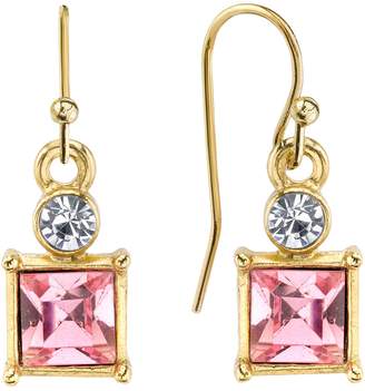 1928 Pink Faceted Square Drop Earrings