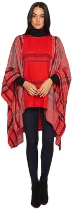 Vince Camuto Exaggerated Plaid Poncho Women's Clothing