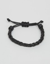 Thumbnail for your product : Jack and Jones Jacwood Leather & Woven Bracelet In Black