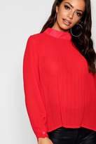 Thumbnail for your product : boohoo Pleated Long Sleeve Woven Blouse