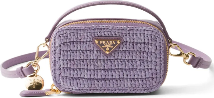 PRADA Crochet logo handbag プラダ ロゴ ハンドバッグ Prada Logo-Plaque Crochet Pouch - ShopStyle Shoulder Bags